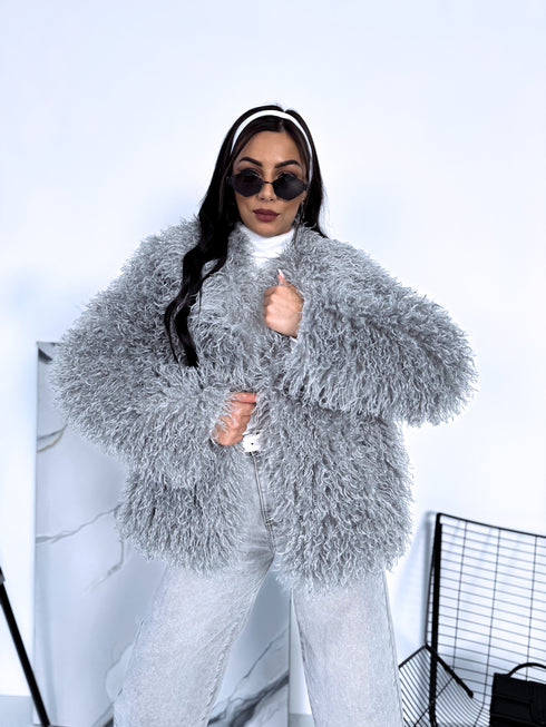 "GREY SMOG" artificial fur coat